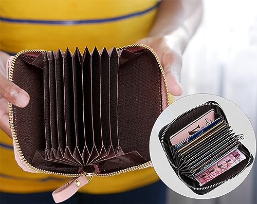 Credit Card Houders, 2 stuks rits portemonnee ID-kaarthouder lederen creditcard geval, 11 kaart Slots, RFID bescherming accordeon portemonnee geval voor mannen vrouwen (zwart, zwart, compact 3