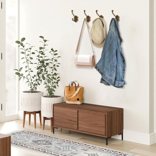 5 st vintage kapstok haken muurbeugel, aluminium antieke bronzen muur haken zware retro decoratieve ophanging voor portemonnee hoed sleutels kleding gordijn badkamer badkamer douchekast 5