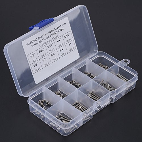 Vitic Metal 150st 9 maten Hex Schroeven Assortiment set met plastic doos #2-56c Visserij+Anglaise 5