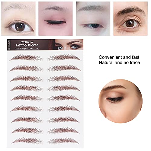 Wenkbrauw Tattoo Sticker, Eyebrow Transfers Stickers Waterdicht 4D Haar als Care Shaping Eyebrow Sticker Valse wenkbrauwen Lange aanhoudende waterdichte make-up Eyebrow Transfers(BRUIN-05) 3