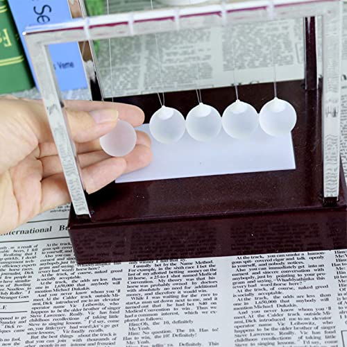 Newton Cradle Balance Balls Spel 5 Glass Ball Pendulum, Kleurrijke LED licht Pendulum ballen met basisbalans Fysica Pendulums, Stress verminderen speelgoed ornament, 12x9x12cm 5