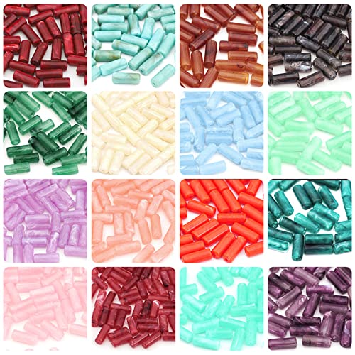 20 st. Long Acryl Tube Kralen Kralen Gekleurd Losse Kralen Vintage Kralen voor DIY Handgemaakte sieraden maken Vakantie Decoraties 8mm* 20mm Threading Hole Non Straight White 4