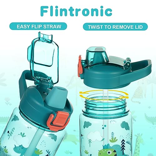 Kids waterfles met 600ml stro, Leak-Proof BPA gratis waterflessen met schattige cartoon patroon en Flip mondstuk, Sport waterfles voor school Picnic Unisex Kids Cadeau 4