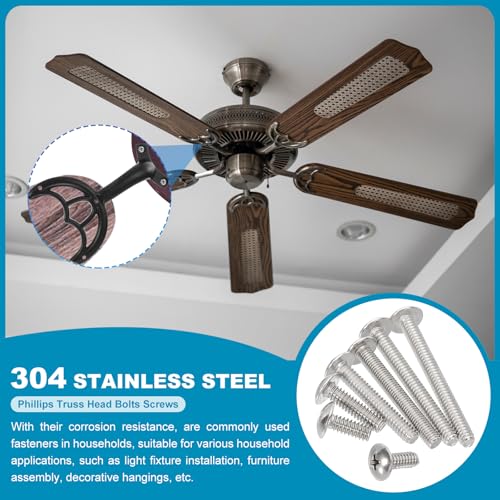 8#-32x1/4" Phillips Head Schroeven, 50st Hout Schroeven Unc Phillips Kruis Stainless Steel 304 cilinderkop Schroeven voor Wings Plafond Ventilator 4