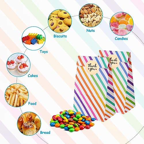 Cadeautas, 25st Slash Style Paper Bag Party Bags met leuke Stickers Hartelijk dank & donut feesttassen voor kinderen feest, viering, verjaardag, Halloween, Kerst (9 x 5,5 x 18 cm - Mini 5