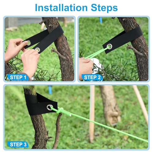 16 Inch Stake Boom Ties, 8 Pack Boom Ondersteuning Posts, Boom Straightening Ties met Grommets voor nieuw geplant rechte, Olive Green 5