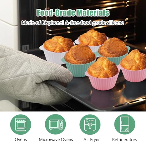 12 Herbruikbare Cupcake vormen, Siliconen Muffin vormen, Standaard Siliconen vormen voor Muffins, Siliconen Muffin vormen, Cupcake vormen voor Cake, Muffin Bakeware, voor Cake en Pudding 3