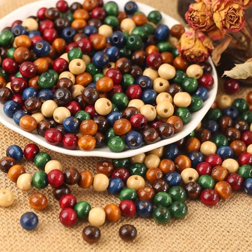 500st Kleurrijke houten kralen 10mm Assorted Macrame Houten Loose Spacer Kralen Natuurlijke kleur Houten kralen geschilderd houten kralen voor sieraden maken armbanden (10mm) 4