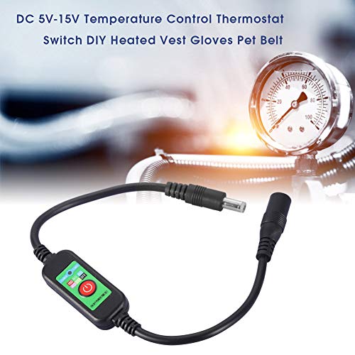 Temperatuurregelaar Rheostaatschakelaar, DC 5V-15V Temperatuurregeling Thermostaatschakelaar DIY Verwarmde Vesthandschoenen Dierenriem