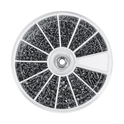 600st schroeven 12 soorten kleine schroeven met moeren assortiment sets voor horloges glazen of elektrische apparaten bevestigingen (maat M1,M1,2,M1,4,M1,6)