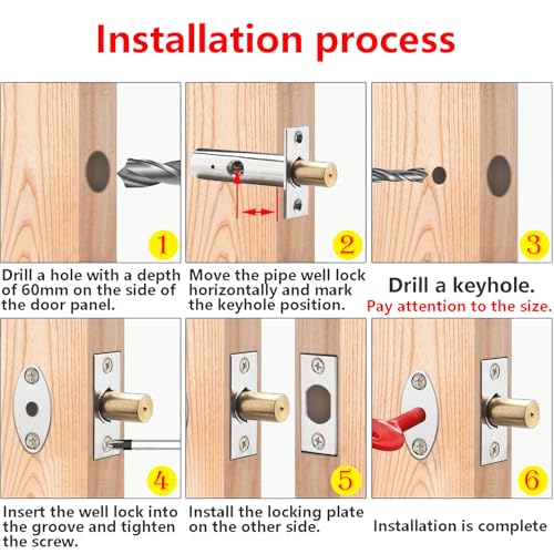 1PCS Door Security Rack Bolt, Mortice Deur Bolt met Star Wrench, Anti-diefstal deur slot Bolt, Security Mortice Rack Bolts, Dode Bolts voor Deuren Windows, 60mmx30m m 4
