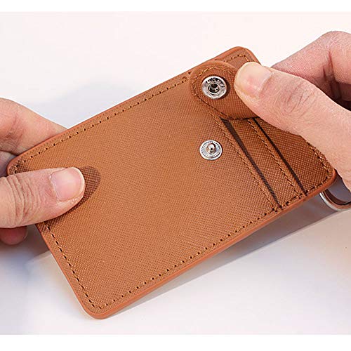Solid Color Slots Badgehouder PU Lederen ID-kaarthouder sleutelhanger portemonnee (Inclusief ID-badgehouder en sleutelring) 3