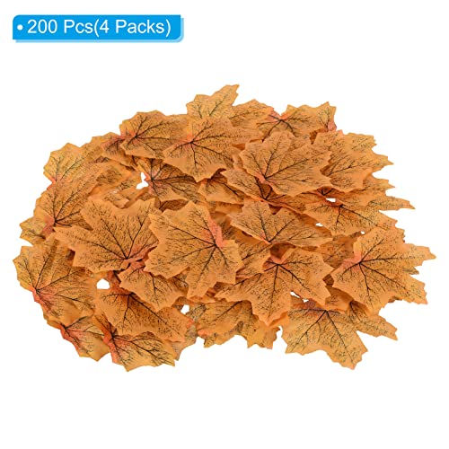 Kunstmatige bladeren, 200 stuks Herfst Maple Herfst nepblad voor bruiloft partij Thanksgiving Halloween Decoratie, rood geel 3