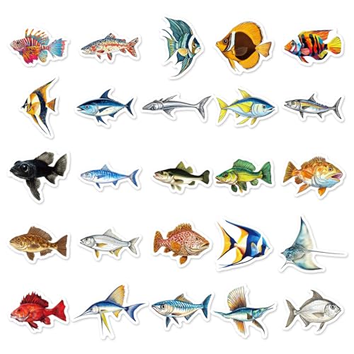 Zeevissen Stickers voor tieners en volwassenen 50 stuks Zeedieren Vinyl Sticker Set Auto Motorfiets Fiets Skateboard Snowboard Bagage Laptop Koffer Helm Motorfiets Computer