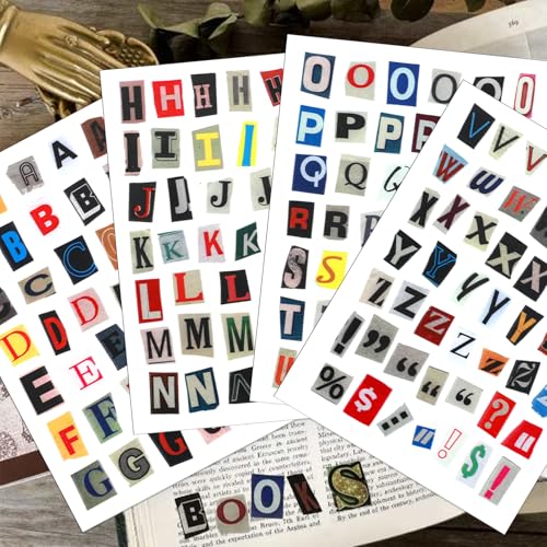 168 stuks Zelfklevende Letter Stickers, Vintage Sticker Vinyl Zelfklevende Brieven Weerbestendig Alfabet Stickers voor Scrapbooking Bagage Stickers Fotoalbum