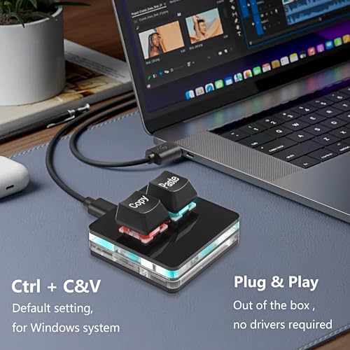 USB Mini 2 sleutels Kopieer en plak toetsenbord, OSU-toetsenbord, Hot Swap, One-handed Mechanical Gaming Keyboard met USB-kabel voor Rhythm Games
