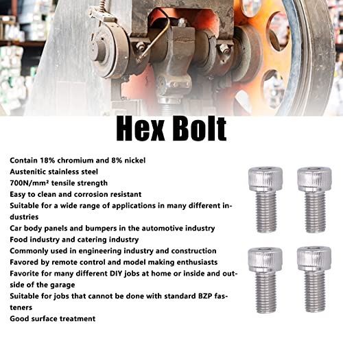 4 st M10 Hex Bolt Socket Cap Head Hex Socket Bolt A2 Roestvrij staal 1.25mm Fijne pitch Machine bevestigingsapparaat hardware(M10*20) 3