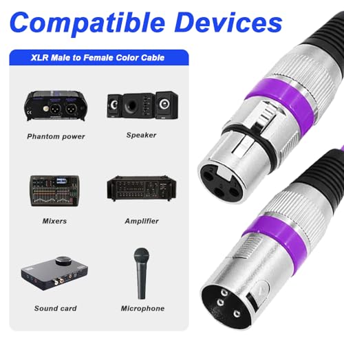 Gekleurde microfoonkabel, XLR naar XLR, Symmetrisch afgeschermde Patch Cord, MIC, 3-Pin XLR Plug naar Plug, Audio Console (6 stuks, 1 meter) 3