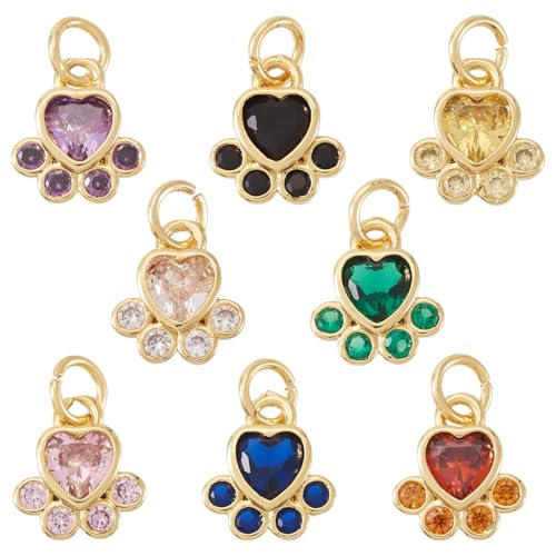 Kubieke zirkonia poet print bedels kat hond messing die voetafdruk hangers schatige bengelende bedels voor doe-het-zelf sieraden ketting armbanden maken