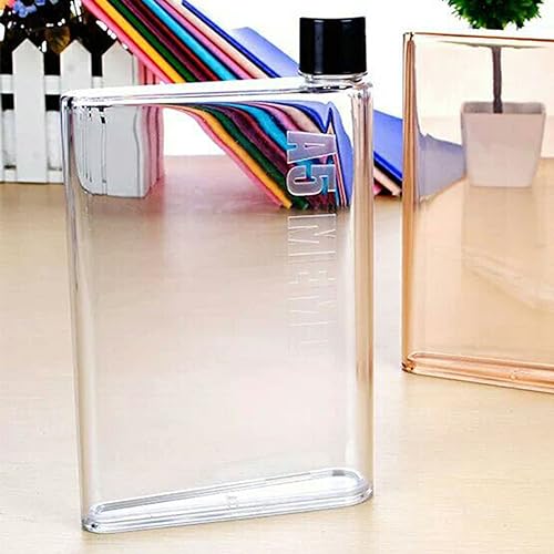 Flat Waterfles, Slim Waterfles voor handtas, Leak-Proof, Slim Handtas voor Outdoor Sport, Fitness, Camping, Wandelen, Fietsen, 350ml, Wit