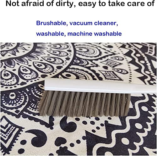 Boho katoenen tapijten mandala patroon wasbaar handgeweven Boheemse ronde tapijt met kwastjes voor thuis hal woonkamer salon tafel vloer matten machine wasbaar 120cm bloemen #24 120CM Ronde