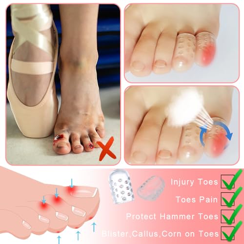 Verpakking van 20 teenbeschermers Siliconen kleine teenbeschermers, ademende teenbescherming, teenbeschermers met gaten, gel teenbeschermer voor vrouwen en mannen, verminderen wrijving, blisterpreventie 5