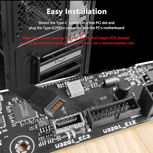 USB 3.1 Type-C Front Panel Extension Kabel met 10Gbps Panel Montage Schroeven Type E 20 Pin Plug naar USB-C Bus Adapter Kabel met Volledige Hoogte Houder (1 Poort) 4