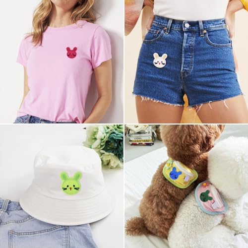 120 st. Konijn hoofd naaien op patches, diverse cartoon konijn konijn geborduurd ijzer op kleding Patches Appliques voor kostuum decoratie reparatie 4