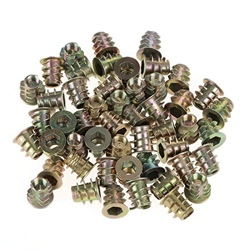 50 st M5 x 10mm zinklegering draadloos invoegen Schroeven Noten binnen Hexagonale Noten Bolt bevestigingsconnector voor Assortiment houten meubelen