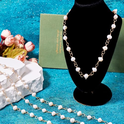 3.28 Foot Originele 18K Gold Plated Parel kralen ketting Natural Zoetwater Parel Gebraden ketting met pouch voor mannen Vrouwen sieraden Craft ketting armband DIY Accessoire