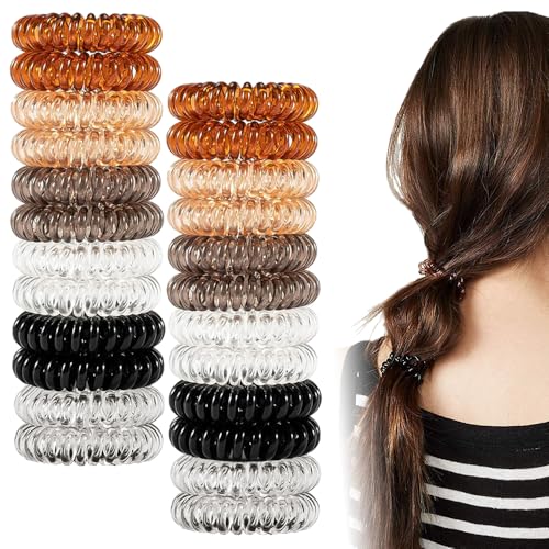 24 Stuks Spiraalhaarbanden, Plastic haarbobbels, Multi-gekleurd haar, Elastische Bands, Spiraal Ponytail houder, Trace Free Spiral, Haarbanden, Telefoon koord, Haarbanden