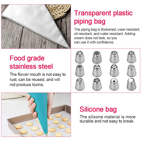 Cake Decoratie Supplies Kits 10 pijpen zakken, 14 roestvrij stalen sproeiers, 2 sproeiers, 1 siliconen pijpen zak voor cupcakes, taarten, koekjes, eclairs 4
