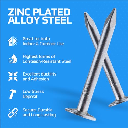 Clout Nails Gegalvaniseerd met Extra Large Head (Pack van 100 stuks) Gegalvaniseerde Lange Nails voor DIY en ambachten, Home Decor, Houtbewerking, Meubilair en Bouw Grootte: Lengte 25mm Shank Diameter2,5mm 5