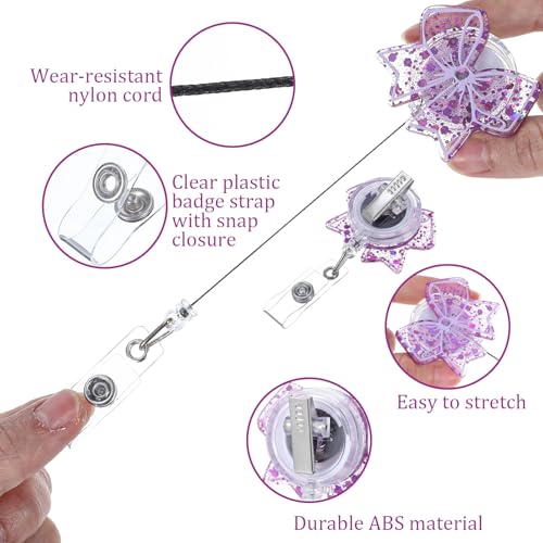 Grappig intrekbare sleutelhanger Bow Nurse Badge Reel, schattig werk Badges houder Clip, Sparkling ID kaart Badges Rolls verpleegster student medische werknemer Doctor ID naam 3