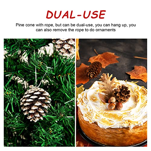 Pak van 10 kunstmatige Mini kerstboom met sneeuw, 18 stuks, natuurlijke dennenappels, miniatuur kerstversiering, decoratie voor feest, tafel, Garland, geschenk, Home, Tuin 5