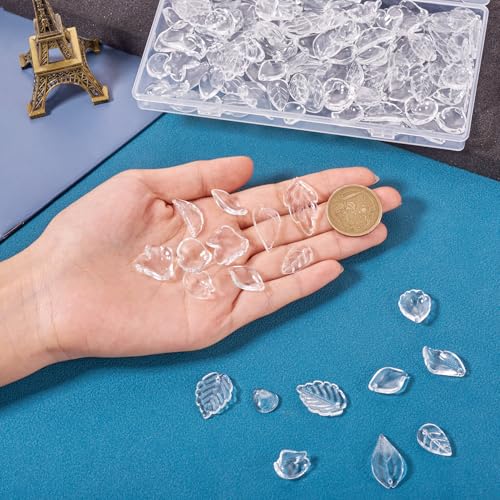Glass Leaf Kralen Petaline Dangle Kralen Charms Bloem Petal Kralen Caps Bladeren Kristal kralen Spacers voor DIY ambachten ketting oorbellen sieraden maken 5