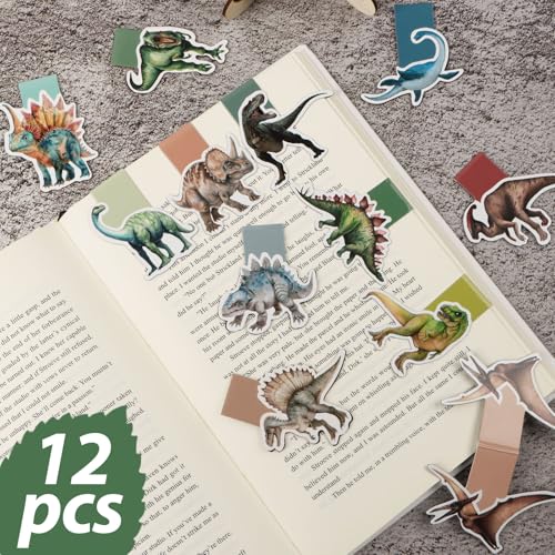 12 stuks magnetische bladwijzers voor kinderen Dinosaurus verjaardag geschenk kinderen verjaardag school lezen kerst 4