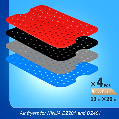 Air Fryer Mats Liner, Silicone Air Fryer Inserts, Warmtebestendig, Herbruikbaar, Niet-Stick Coating, Dubbele mand, Air Fryer Accessoires 5