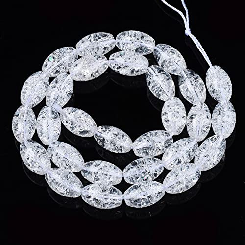 30st/strand Crackle Glazen kralen 13x8mm Transparent Clear Oval Crackle Glass Losse kralen voor armband ketting oorbellen DIY ambachten sieraden gat: 1.2mm