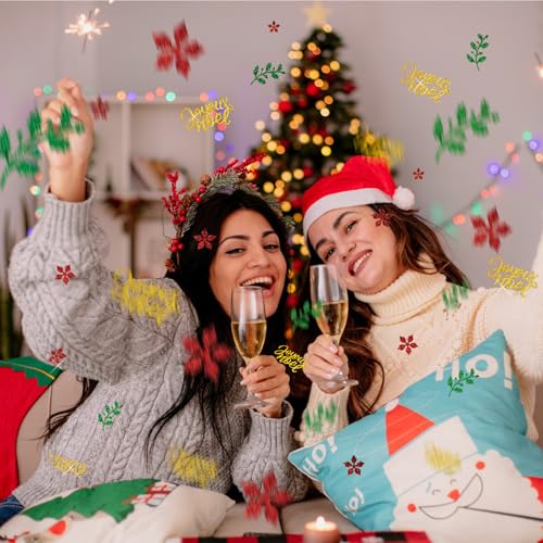 Joyeux Noël Kerst Decoratie Set van 100 Confetti met Kerstmis Motief Franse Sprinkle Decoratie voor ambachten Tafel Decoratie voor Winter Kerstmis 5