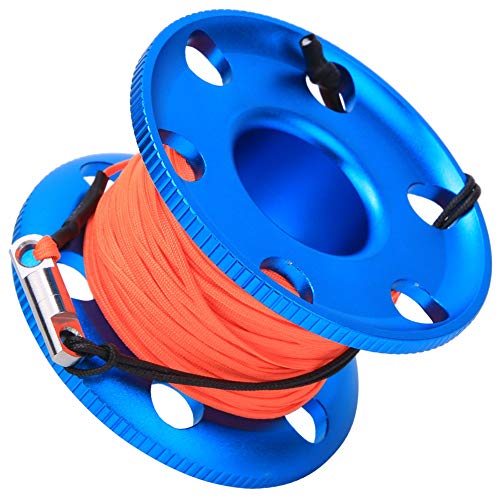 Duiken Cord Spool duikgereedschap Spool Roestvrij staal duiken Finger Spool Spool Onderwater Snorkel accessoire met lijn voor duikers blauw