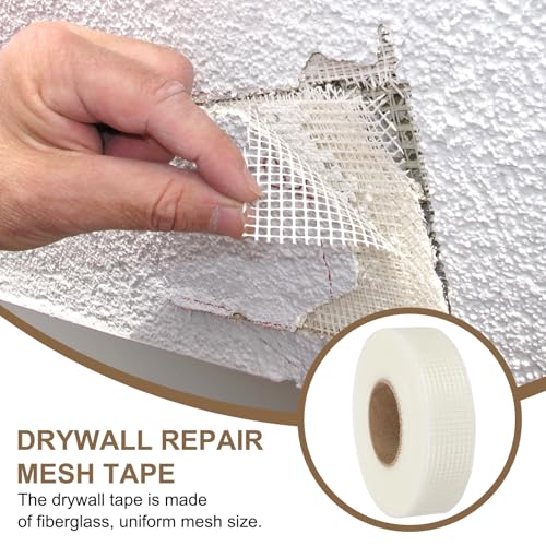 Fibreglass Stoftape, 5 cm x 100 m, Fibreglass Repair Patch, Self-Adhesive Plasterboard Joint Tape, 6 Mesh, Wall Hole, Tear and Naad Patch, Wit 5