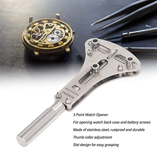 3 Point Watch Opener, geval terug, Batterij schroef Verwijderaar, Roestvrij staal horloge reparatie gereedschap, verstelbare horloge terug geval opener 3
