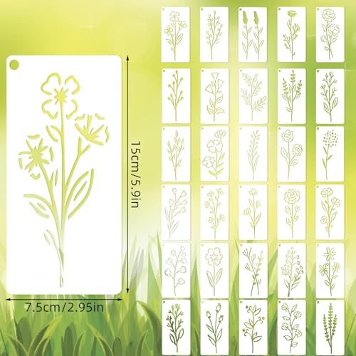 30 Sheet Sheet Template voor Schilderen, 15x7.5cm Decoratieve Bloem Templates Herbruikbare Wine Leaf Template voor het schilderen op hout Canvas Stof Blackboard Scrapbook