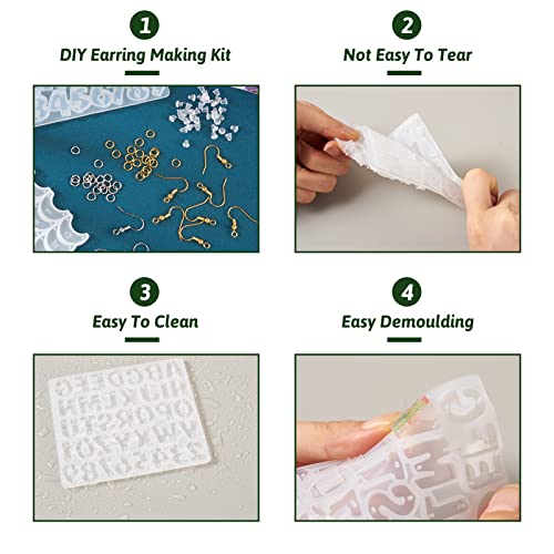 282PCS oorbel Siliconen mallen oorbellen maken Kits brief A-Z nummer 0-9 Maan Epoxy Resin mallen met oorbellen haken voor DIY oorbel sieraden maken 5