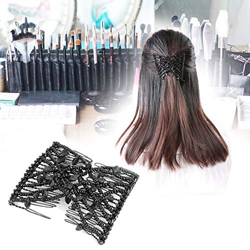 Pearl Hair Clip Stretch Hair Comb Elastische Barrettes, Magic Hair Combs Pearl Hair Combs Elastische Hair Combs Dubbele Clips Haar Comb DIY Hair Styling Tool(zwart)