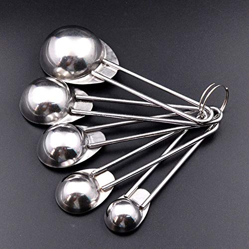 Roestvrij staal meten Lepels 5 st Roestvrij staal meten Lepels Set Metalen koken bakken Keuken 15ml, 10ml, 5ml, 2ml, 1ml