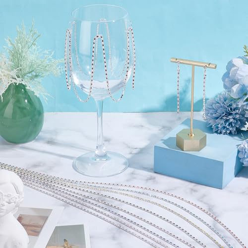 16 Yards 8 Kleuren Iron Rhinestone Cup Kettingen, Crystal Sluiten ketting Trim gemengde kleur parel trim Sluiten Kettingen voor doe-het-zelf sieraden ambachten Schoen Charms Party Decor Home Accessoires 4