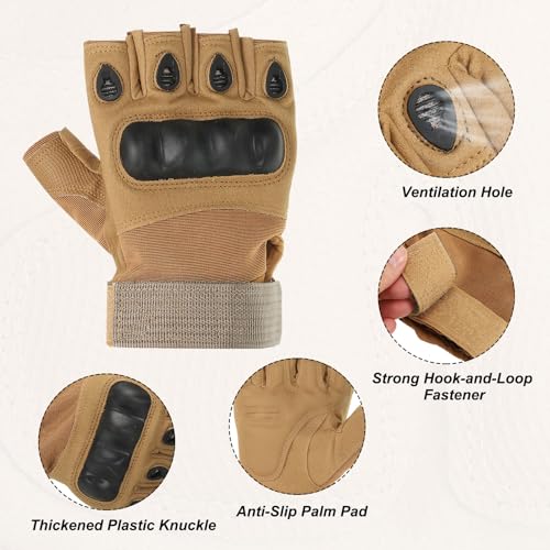 Handschoenen zonder vingers, Halfvingerhandschoenen, Ademende Trainingshandschoenen voor Buiten, Werk, Klimmen, Fietsen, Jagen 3