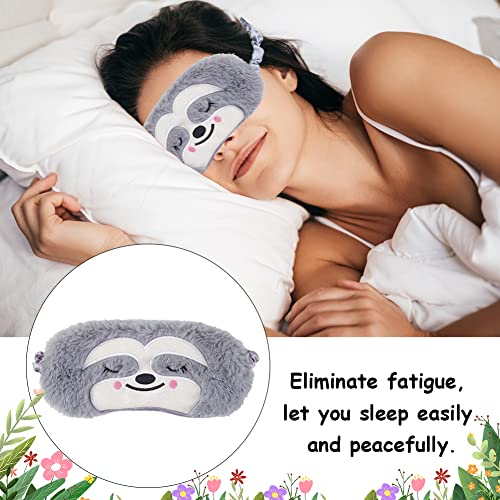 Slaapmasker grappig, zat en schattig grijs luiaard slaapmasker vrouwen pluche die slaapmasker kinderen jongeren blinddoek om te slapen, voor kinderen, meisjes, vrouwen, met 5 elastieken 5